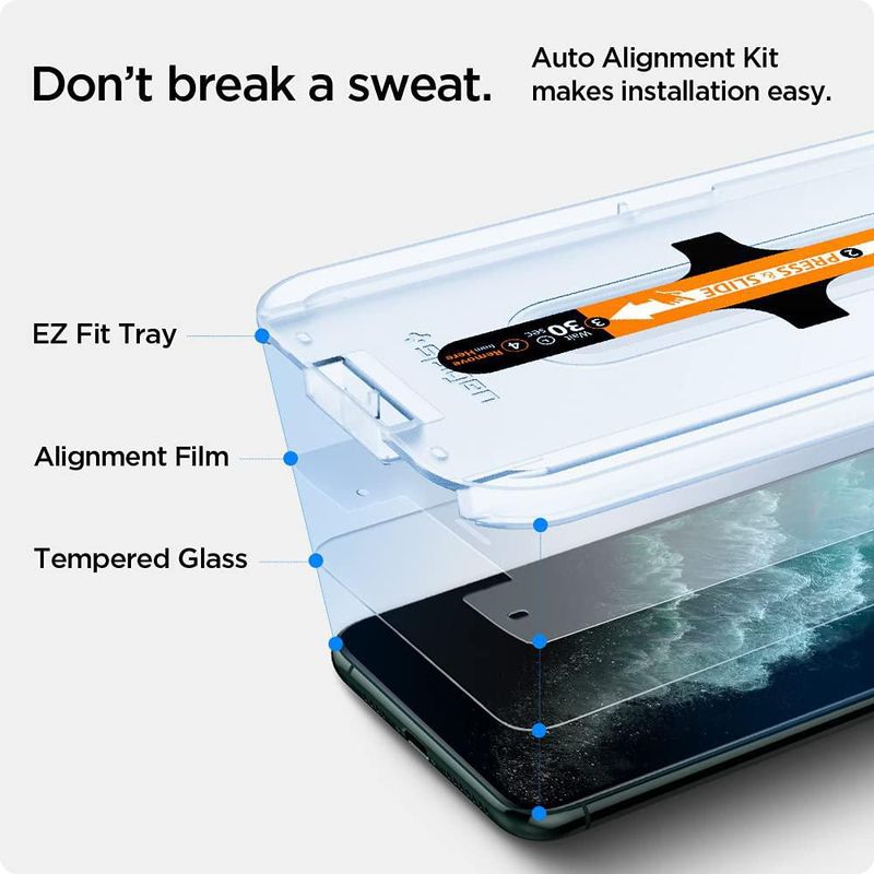 Protector de pantalla Spigen GlasTR EZ FIT para iPhone 11 Pro Max 2 unidades