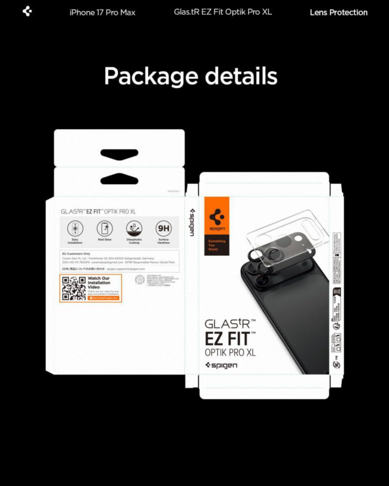 Protector de lente de cámara Spigen GlasTR EZ Fit Optik Pro XL