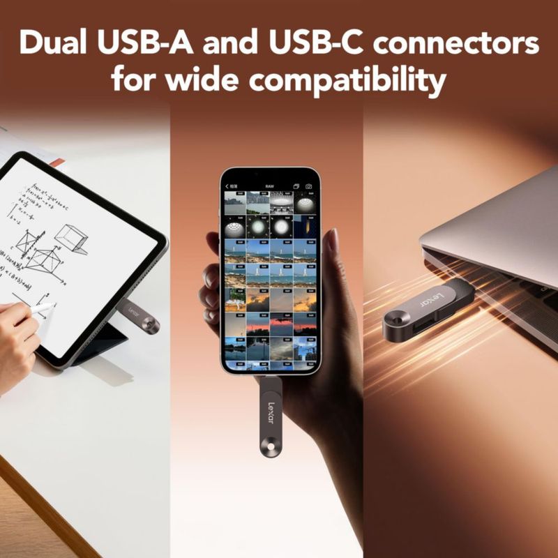 Unidad de estado sólido Lexar D500 de 1 TB con USB-C y USB-A