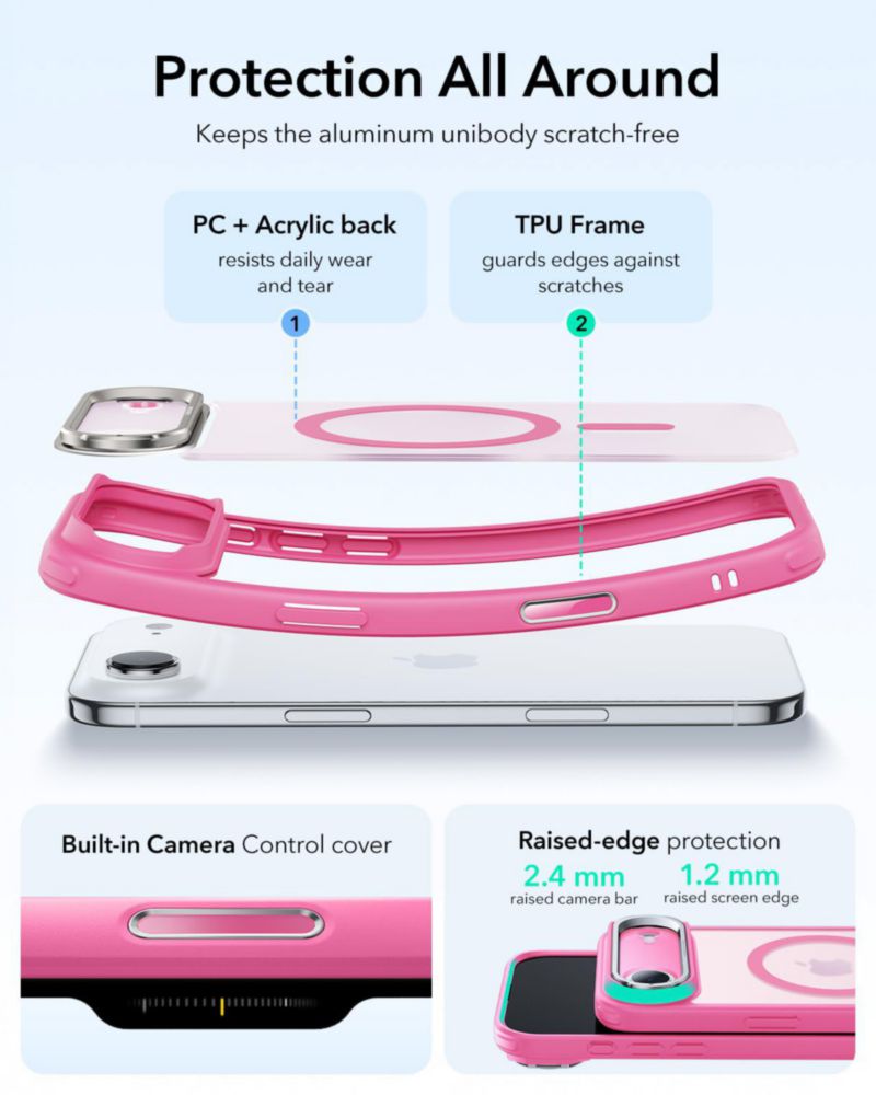 Funda ESR para iPhone 17 Air con MagSafe rosa militar
