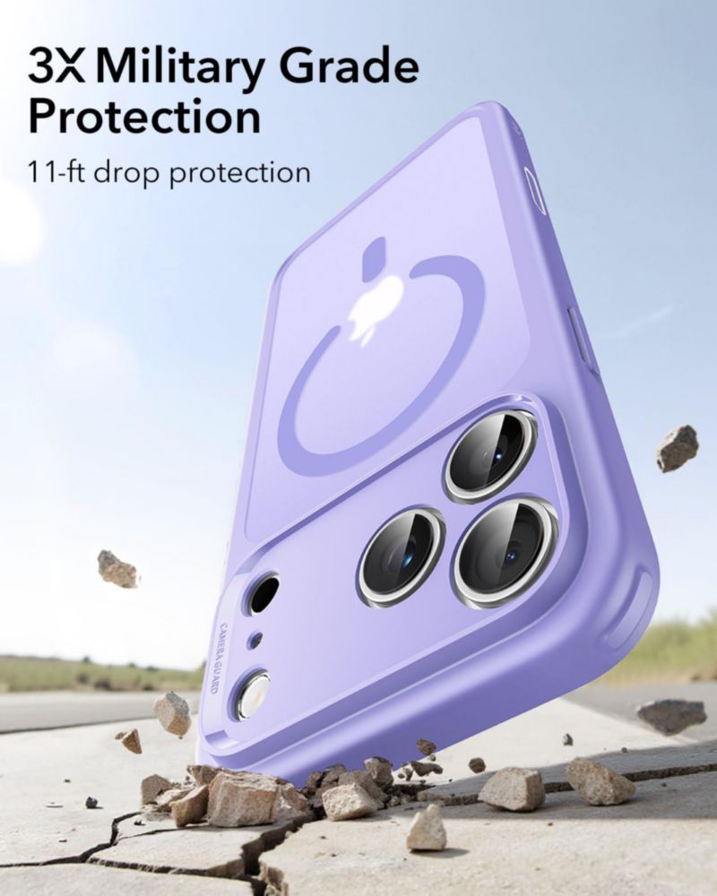 Funda ESR para iPhone 17 Pro resistente a golpes compatible con MagSafe color morado