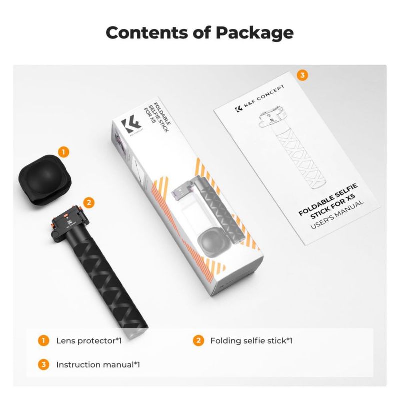 Palo de selfie K&F Concept para Insta360 X5 plegable 89 cm