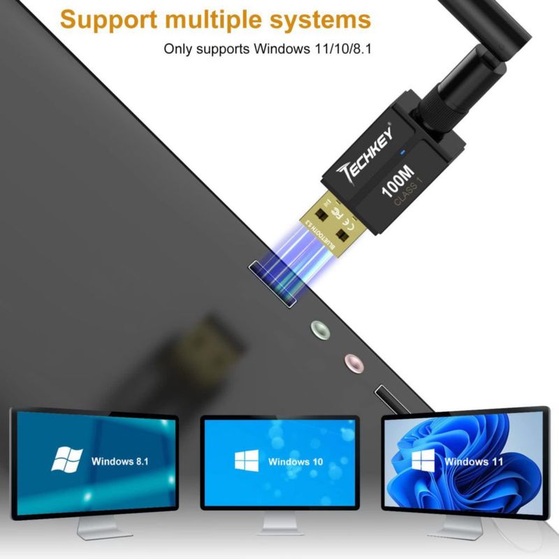 Adaptador Bluetooth 5.3 Techkey USB de largo alcance 100 m