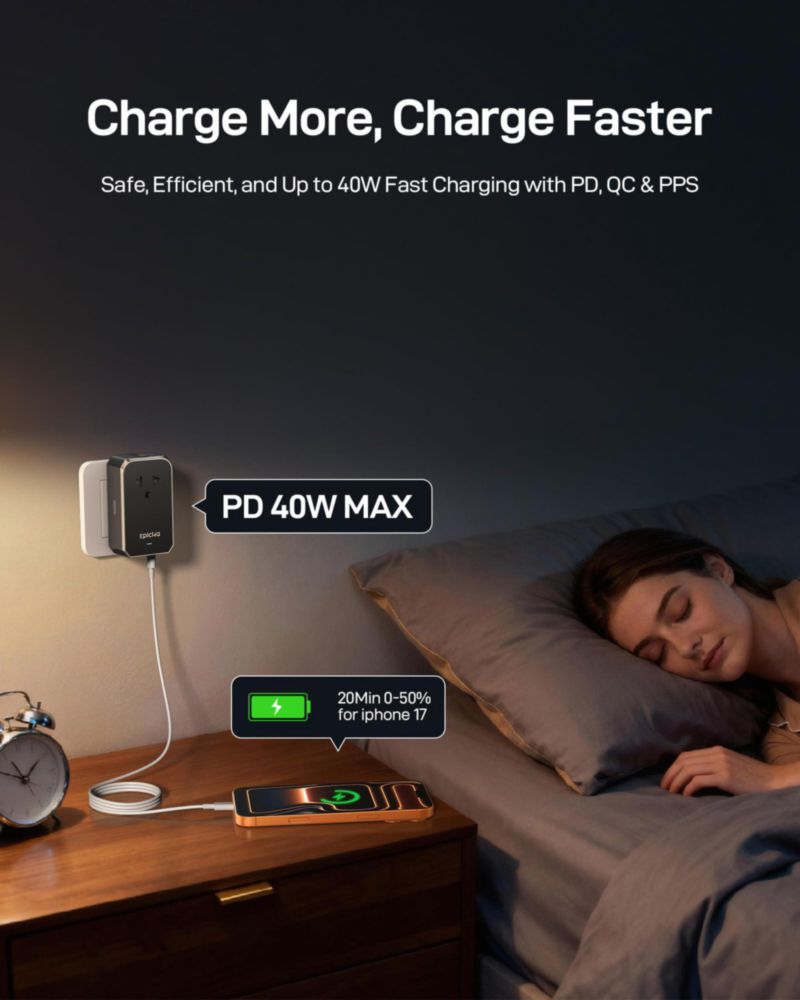 Adaptador de viaje EPICKA Air 40W PD de carga rápida USB