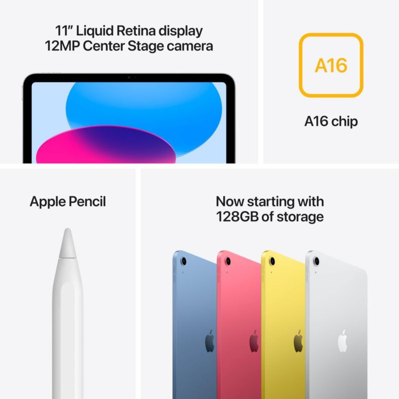 Tableta Apple iPad de 11 pulgadas 128 GB WiFi 6 chip A16 amarilla