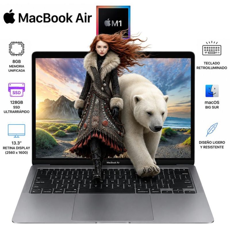 Apple MacBook Air M1 8GB RAM 128GB SSD 13.3" Retina macOS Gris Espacial Reacondicionado
