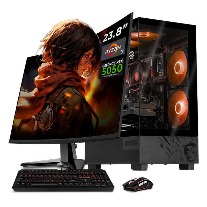 Xtreme pc rtx 5050 ryzen 7 16gb ssd 1tb wifi monitor 23.8 bk