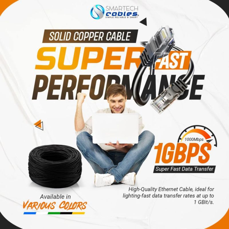 Cable Ethernet Smartech Cat6 305 m UTP de cobre sólido