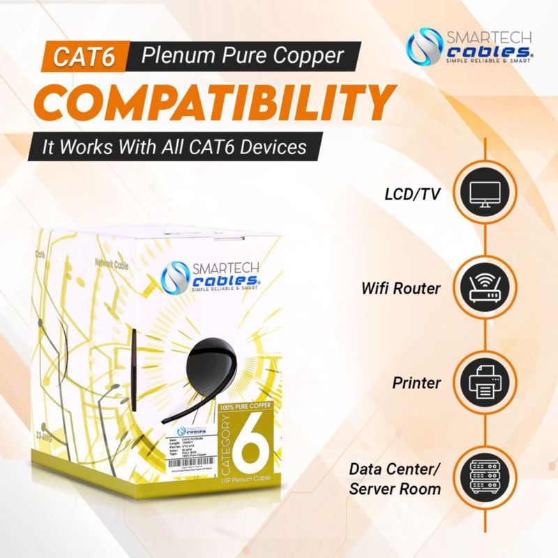Cable Ethernet Smartech Cat6 305 m UTP de cobre sólido