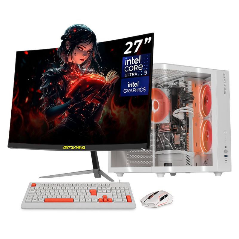 Computadora dxt ultra 9 16gb ddr5 ssd 1tb monitor 27 white