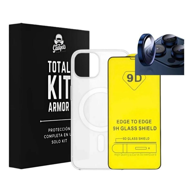Kit Armor iPhone: Funda MagSafe + Mica 9D + Protector Cámara Mr. Gadgets