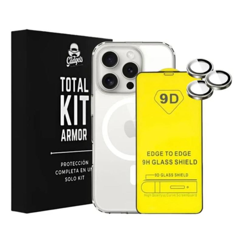 Kit Armor iPhone: Funda MagSafe + Mica 9D + Protector Cámara Mr. Gadgets