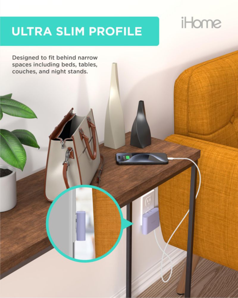 Adaptador de carga iHome Slim Cargador de pared USB de 4 puertos
