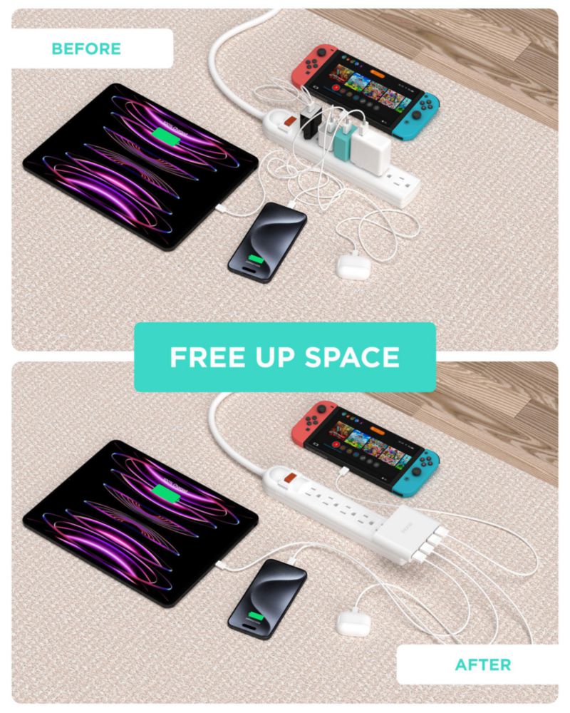 Adaptador de carga iHome Slim cargador de pared USB de 4 puertos