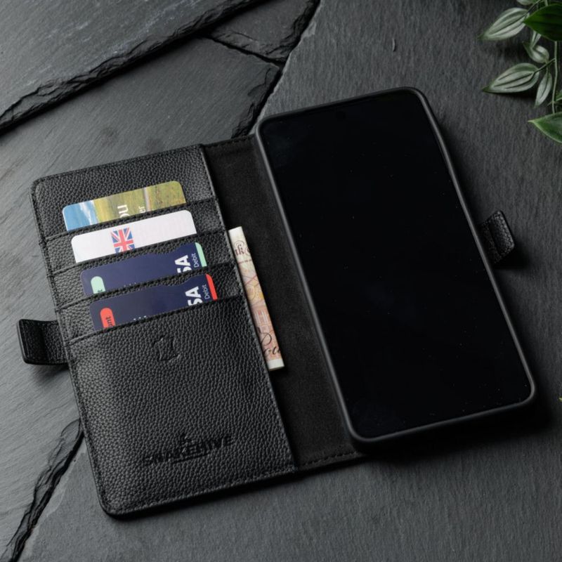 Funda cartera de cuero Snakehive para Galaxy S26 Ultra negra