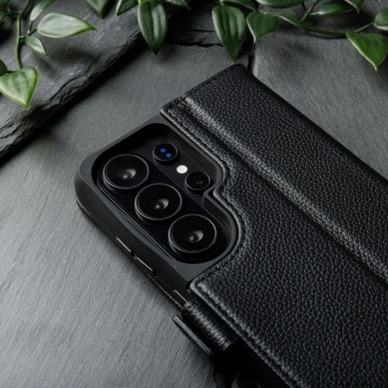 Funda cartera de cuero Snakehive para Galaxy S26 Ultra negra