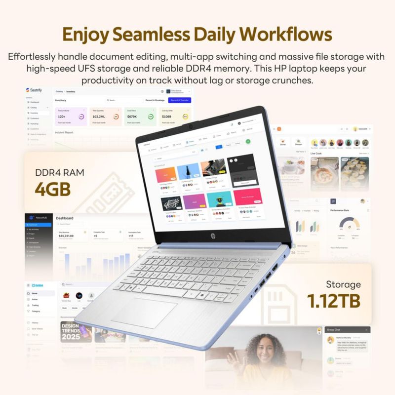 Laptop HP Stream 14" HD Intel N150 4GB RAM 1.12 TB