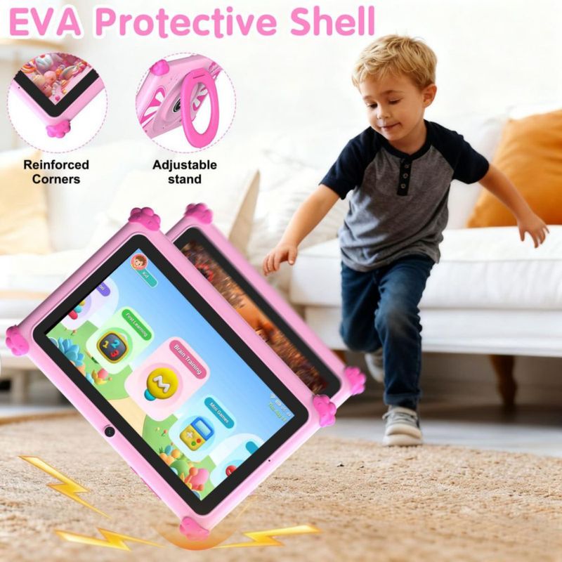 Tablet infantil ascrecem de 7" Android 15 6 GB de RAM 32 GB de almacenamiento color rosa