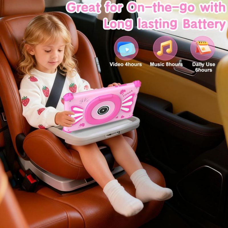 Tablet infantil ascrecem de 7" Android 15 6 GB de RAM 32 GB de almacenamiento color rosa