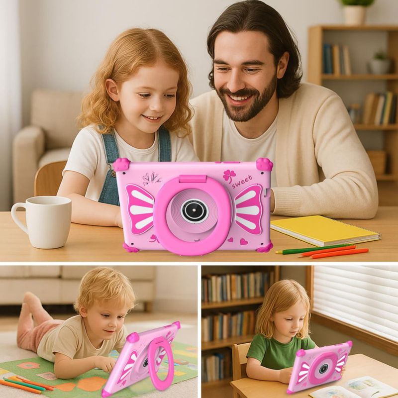 Tablet infantil ascrecem de 7" Android 15 6 GB de RAM 32 GB de almacenamiento color rosa
