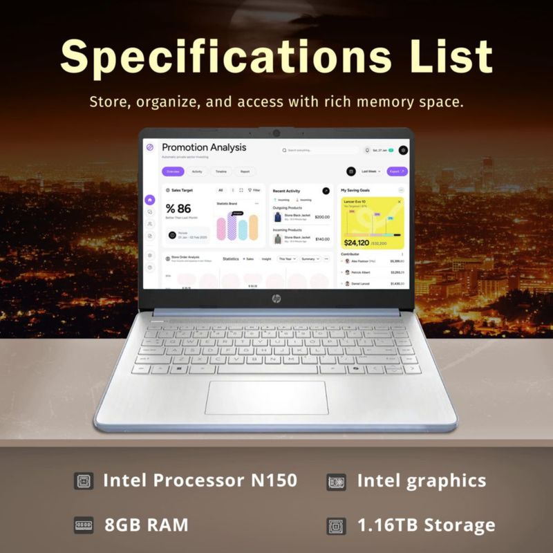 Laptop HP Stream 14" Intel N150 8 GB RAM 116 TB de almacenamiento