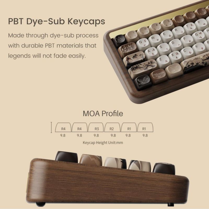 Teclado mecánico Akko MU01 65% de nogal con RGB inalámbrico