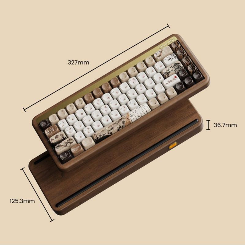 Teclado mecánico Akko MU01 65% de nogal con RGB inalámbrico