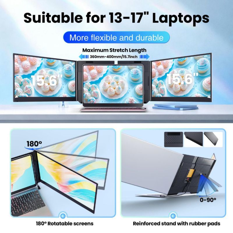 Extensor de pantalla para laptop Sharanix de 15.6" FHD IPS con doble monitor