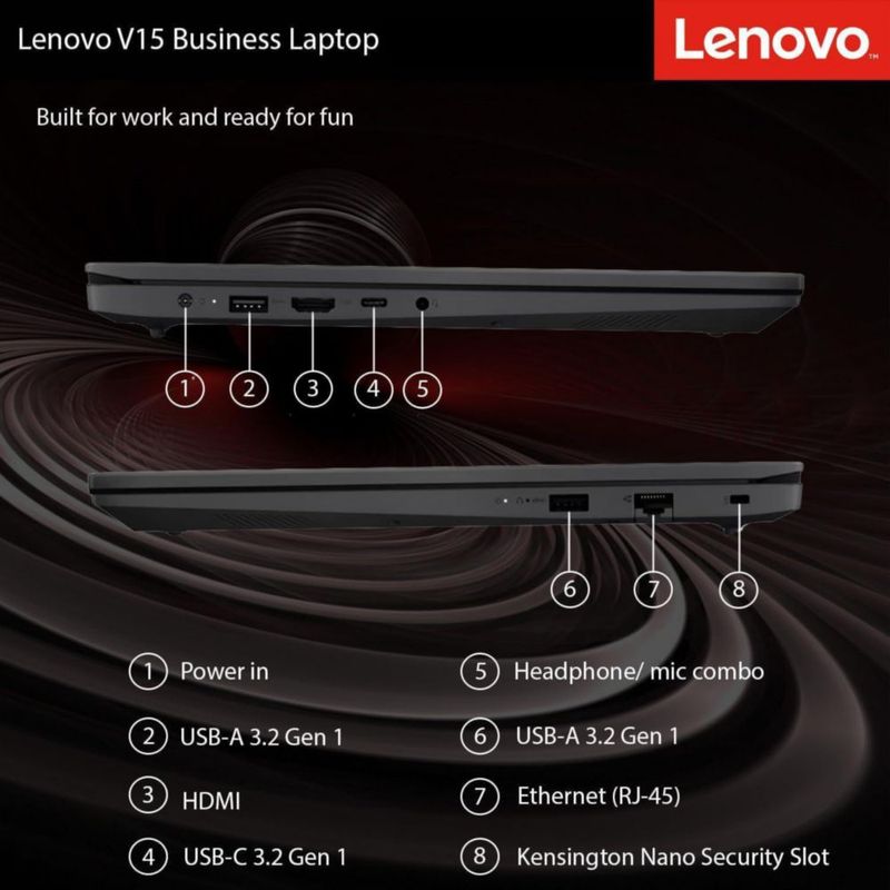 Laptop Lenovo V15 Intel N150 8GB DDR5 256GB SSD 156" FHD