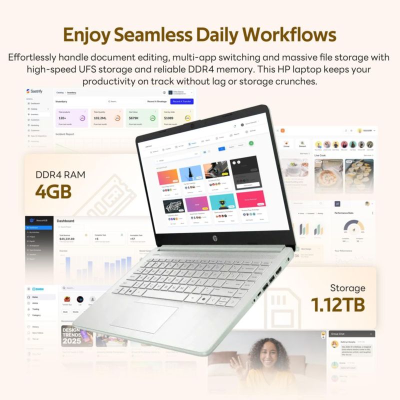 Laptop HP Stream 14" HD Intel N150 4 GB 112 TB Wi‑Fi 6