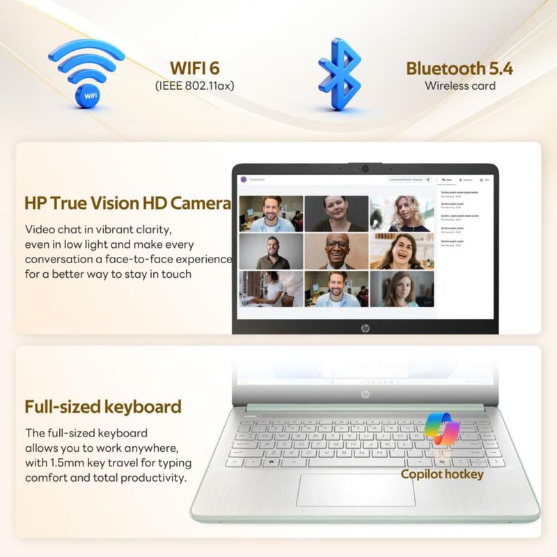 Laptop HP Stream 14" HD Intel N150 4 GB 112 TB Wi‑Fi 6