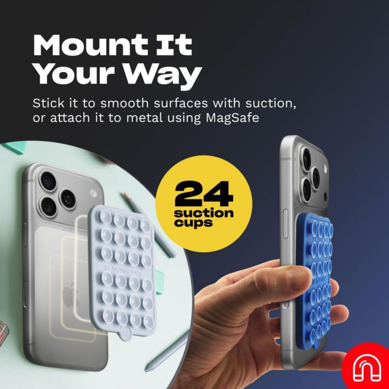 Soporte para teléfono OCTOBUDDY Magnet con doble fijación magnética y de succión