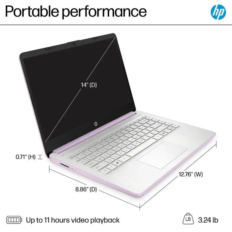 Laptop HP 14" Intel N150 16 GB RAM 128 GB SSD WiFi 6