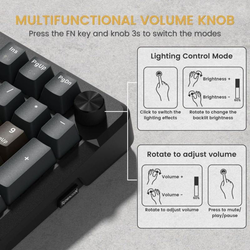 Teclado mecánico inalámbrico Redragon K742 RGB con switches marrones