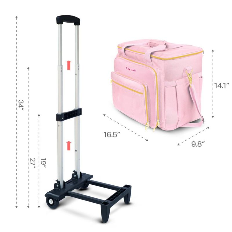 Bolso rodante para profesora Ezy Roll tote grande impermeable rosa