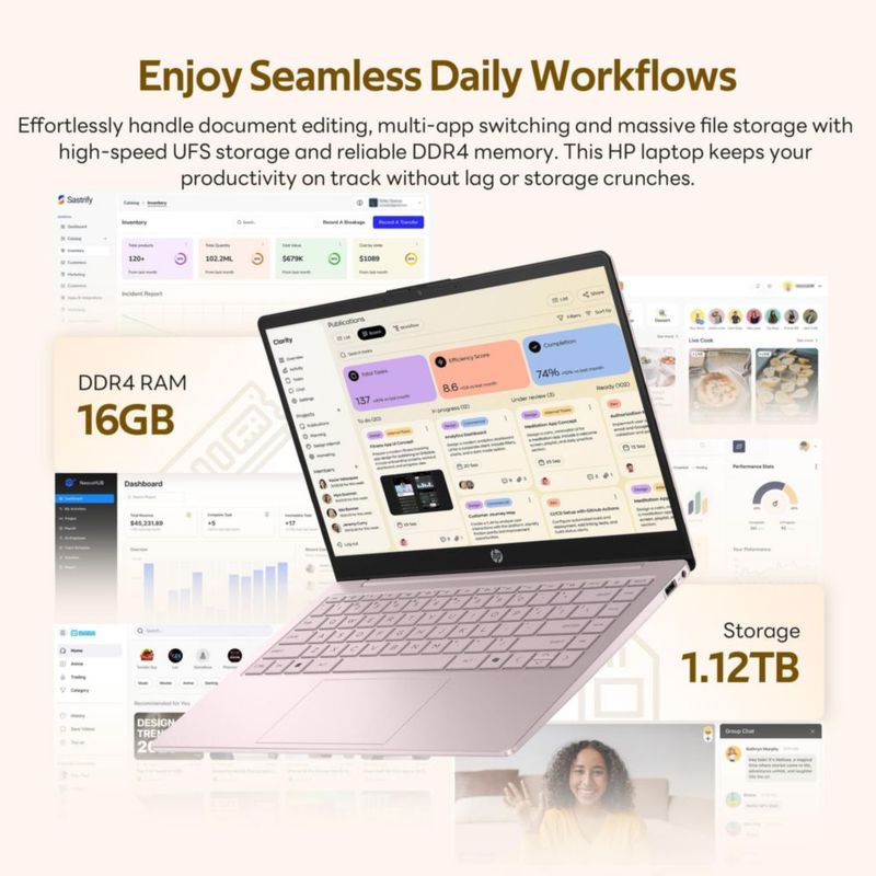 Laptop HP 14" HD Intel N150 16 GB RAM 112 TB Wi‑Fi 6