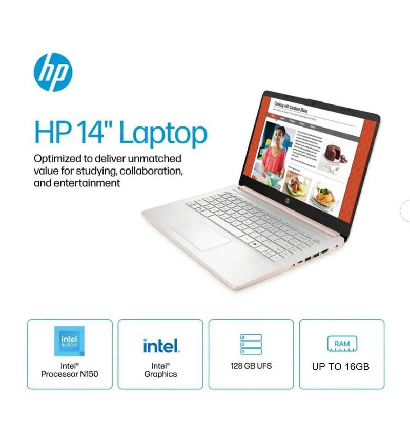 Laptop HP N150 14" LED 16 GB RAM 256 GB de almacenamiento Rose Gold