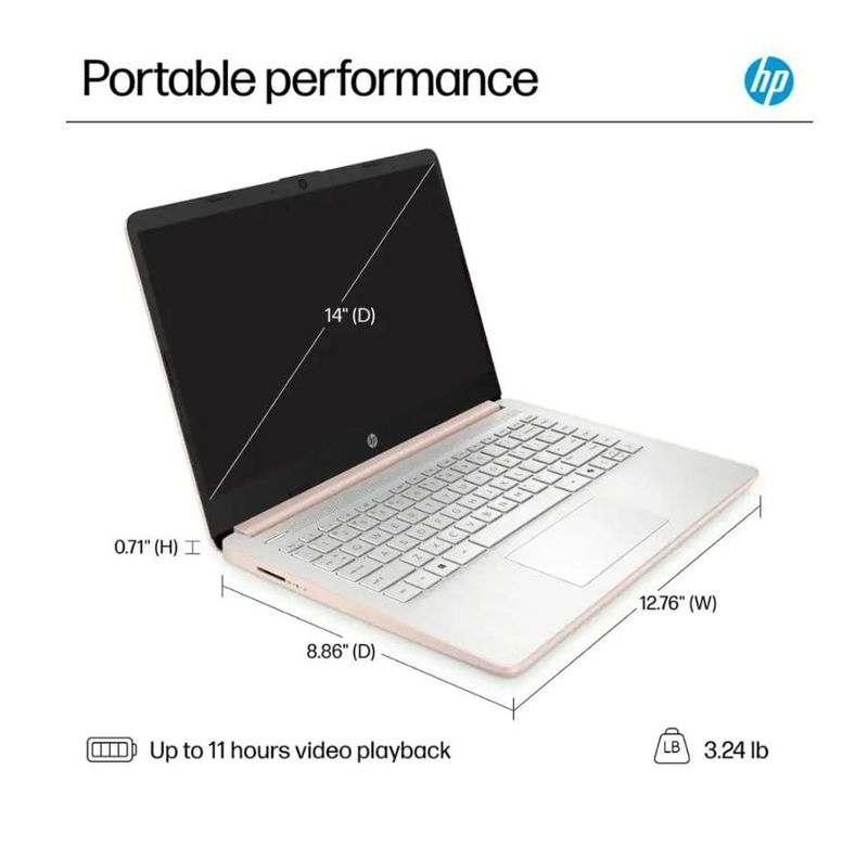 Laptop HP N150 14" LED 16 GB RAM 256 GB de almacenamiento Rose Gold