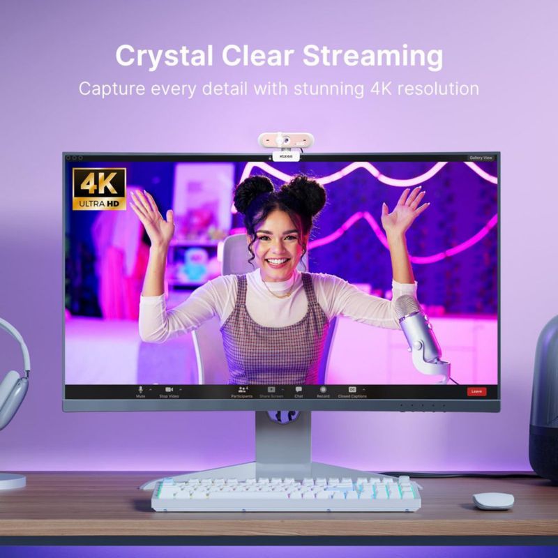 Webcam NexiGo N660P Pro 4K 1080p 60 fps con enfoque automático rosa
