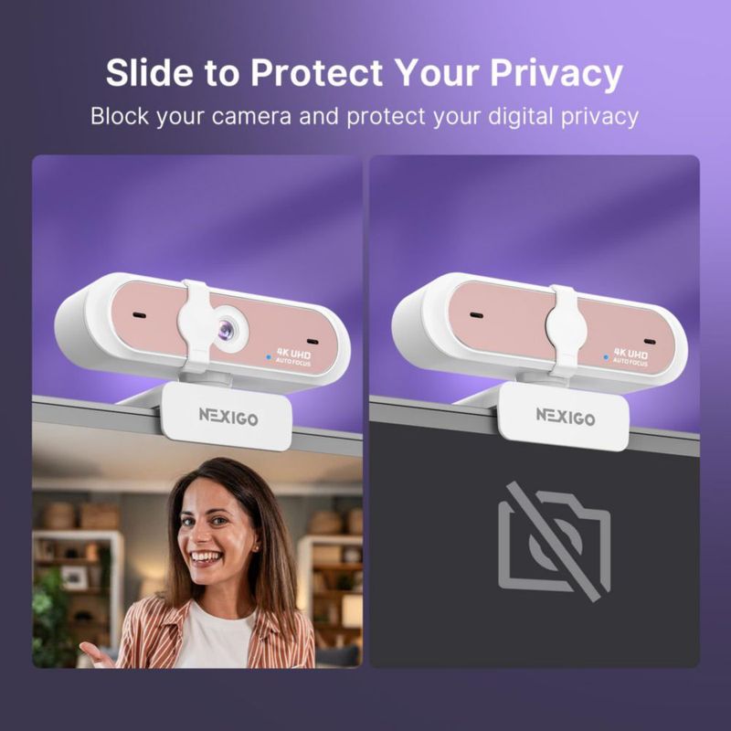Webcam NexiGo N660P Pro 4K 1080p 60 fps con enfoque automático rosa