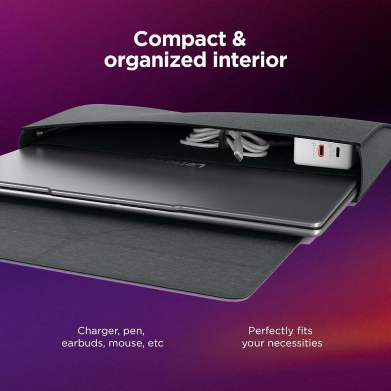 Funda para portátil Lenovo Yoga de 16" convertible con organizador gris