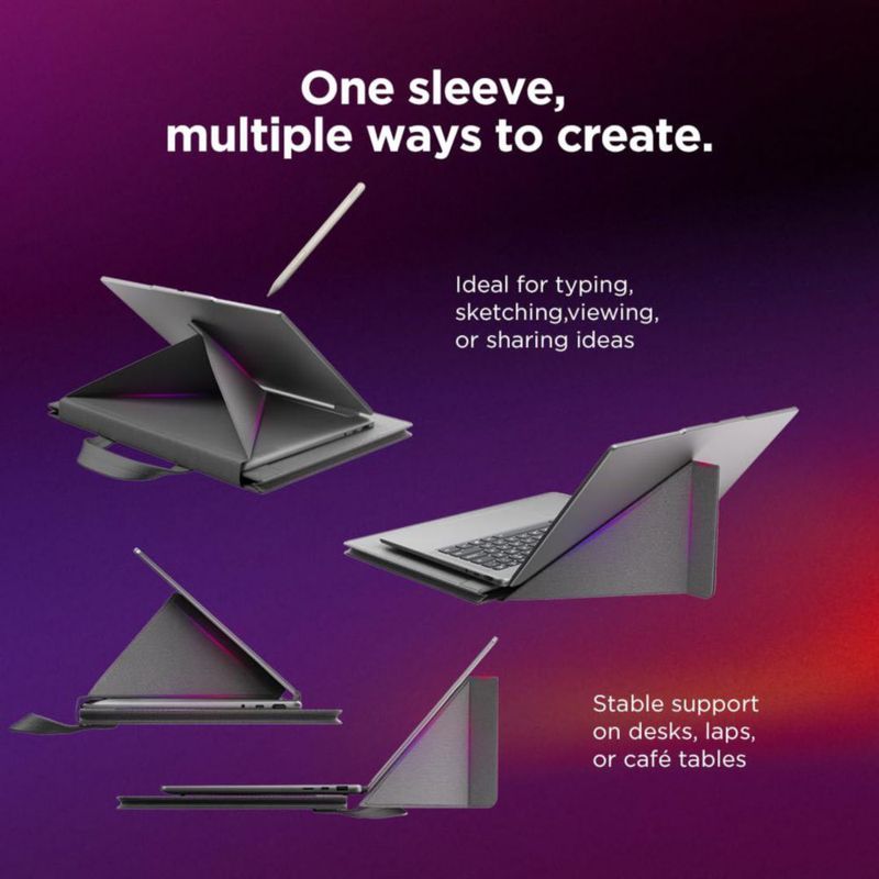 Funda para portátil Lenovo Yoga de 16" convertible con organizador gris