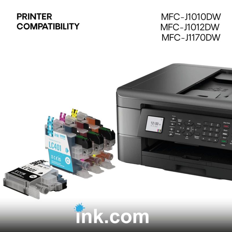 Paquete de 4 cartuchos de tinta LC401XL de Ink.com para impresoras Brother
