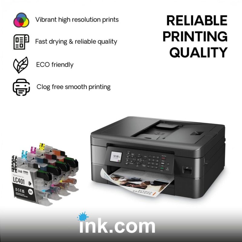 Paquete de 4 cartuchos de tinta LC401XL de Ink.com para impresoras Brother