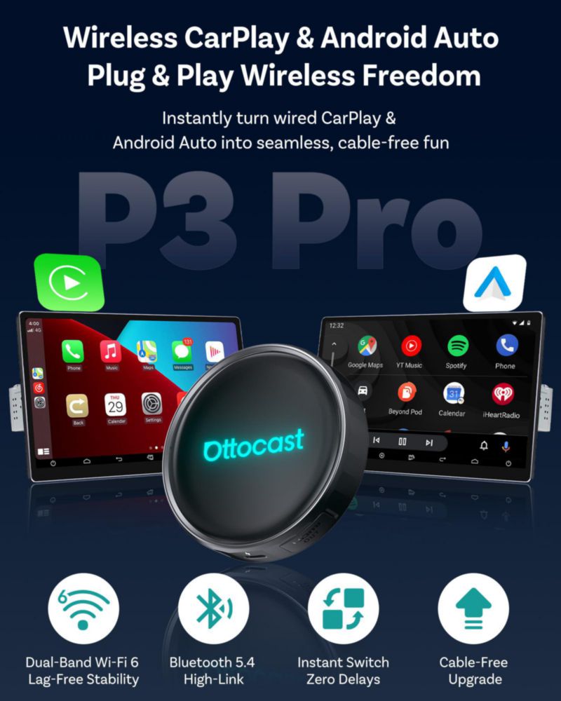 Adaptador inalámbrico CarPlay OTTOCAST de cableado a inalámbrico