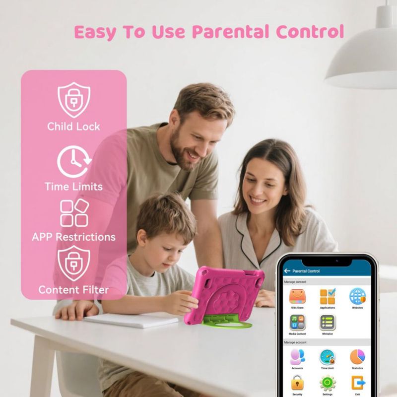 Tablet qunyiCO Y7kids de 7" 2 GB de RAM 32 GB WiFi rosa