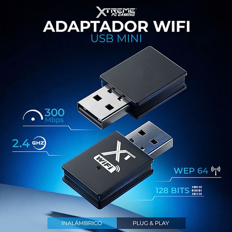 Adaptador wifi xtreme pc usb mini 300mbps 2.4ghz plug & play