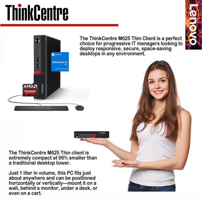 Desktop Lenovo ThinkCentre M625 AMD A4 16 GB 256 GB SSD Wi-Fi