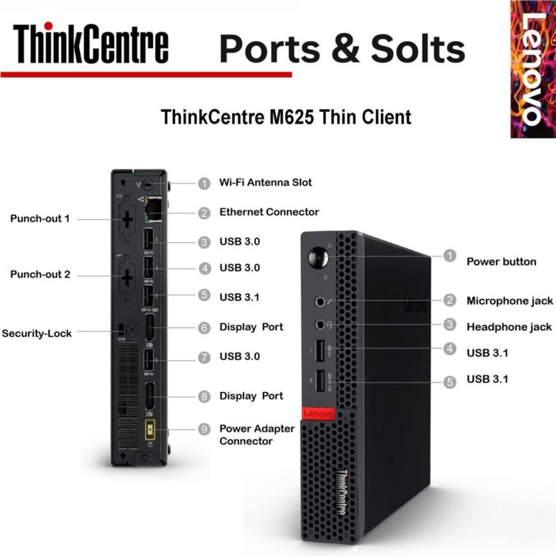 Desktop Lenovo ThinkCentre M625 AMD A4 16 GB 256 GB SSD Wi-Fi