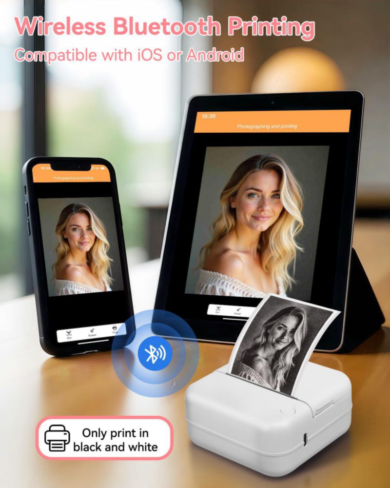 Impresora térmica portátil mini para stickers Aptika Bluetooth rosa